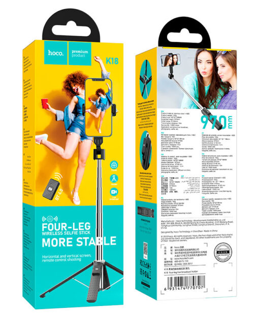Hoco K18 Live Broadcast Wireless Tripod Selfie Stick - Image 6