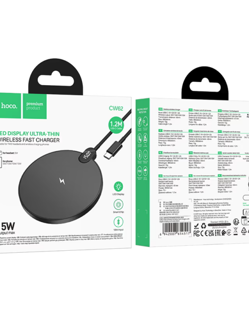 Hoco CW62 Peak Desktop Type-C Wireless Fast Charger with Digital Display - Image 6