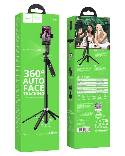 Hoco K32 Soporte 360 Degree Face Tracking Smart Live Broadcast Holder Selfie Stick - Image 8