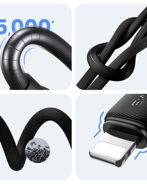 USAMS - KY Series - Lightning to USB - 2.4A Striped Charging + Data Cable - Image 3