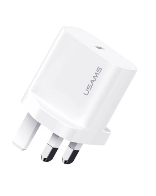USAMS - T65 Series - 20W USB-C Fast Charger (PD / PPS) - CC227 - UK Plug - White - Image 2