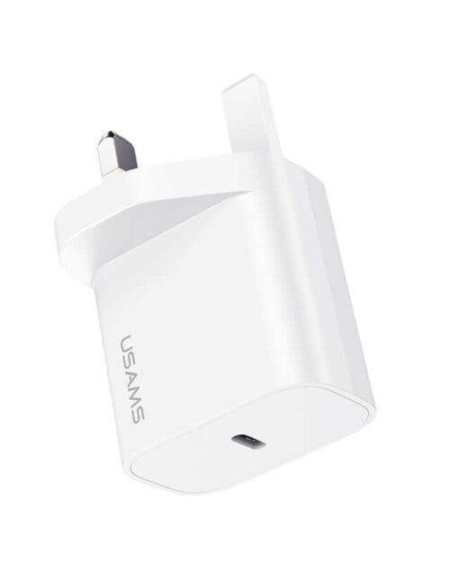 USAMS - T65 Series - 20W USB-C Fast Charger (PD / PPS) - CC227 - UK Plug - White - Image 3