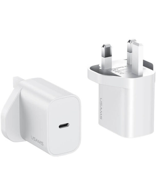 USAMS - T65 Series - 20W USB-C Fast Charger (PD / PPS) - CC227 - UK Plug - White - Image 1