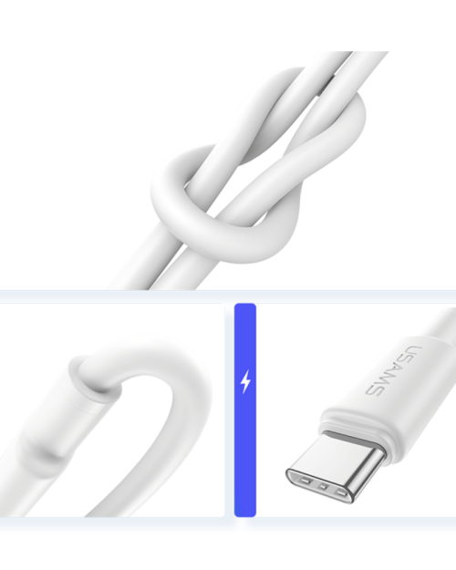 USAMS - U90 Type-C to USB - 3A Charging Data Cable - SJ761 - White - 1m - Image 5