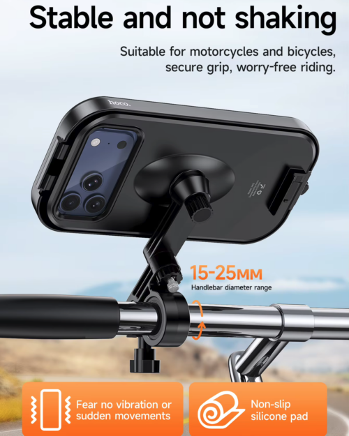 Hoco H95 Bendito Waterproof Bicycle Holder Universal (4.5-7.0 Inch) Black - Image 3