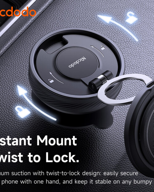 Mcdodo CH-8610 Magnetic Suction Cup Wireless Charging Car Holder 15W – Black - Image 3