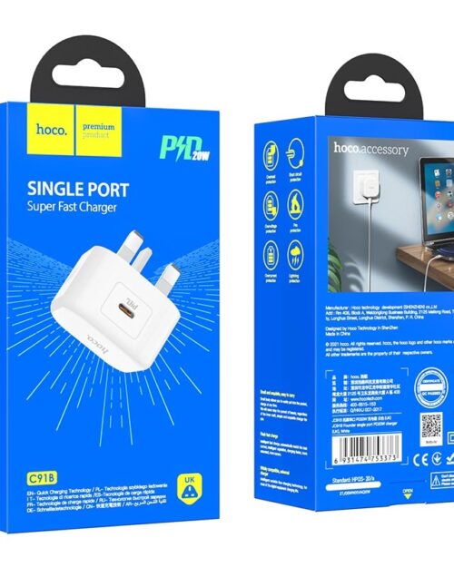 Hoco C91B Type-C 20W PD Power Adapter - Image 3