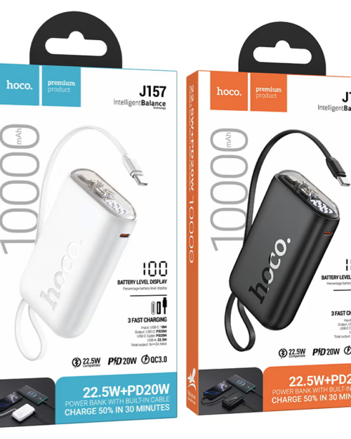 Hoco J157 Leader (22.5W+PD20W) Power Bank with Type-C Cable (10000mAh) - Image 9